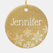 Golden Snowflakes - Aangepaste naam Keramisch Ornament (Achterkant)