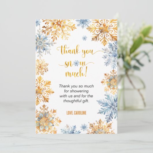 Golden Snowflakes Bedankkaart (Staand voorkant)