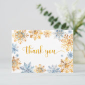 Golden Snowflakes Bedankkaart (Staand voorkant)