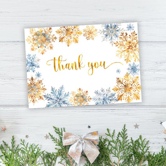 Golden Snowflakes Bedankkaart