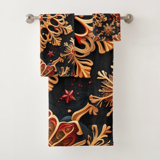Golden Snowflakes Elegant Winter feestdagen Design Bad Handdoek (Insitu)