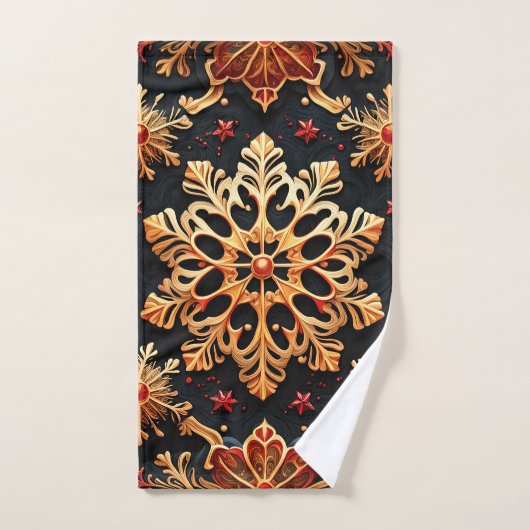 Golden Snowflakes Elegant Winter feestdagen Design Bad Handdoek (Handdoek)