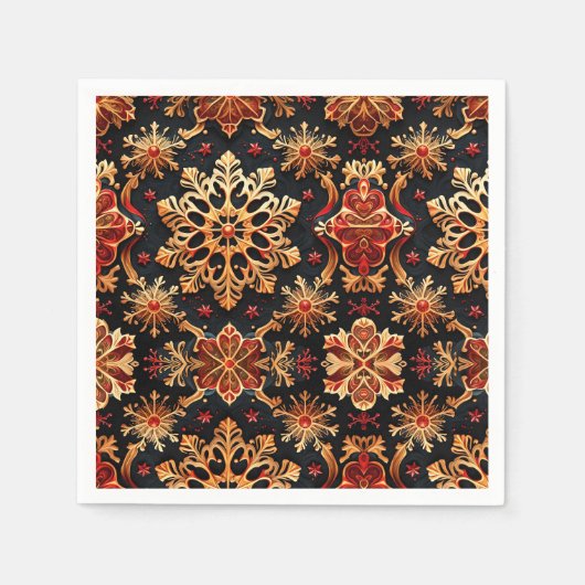 Golden Snowflakes Elegant Winter feestdagen Design Servet (Voorkant)