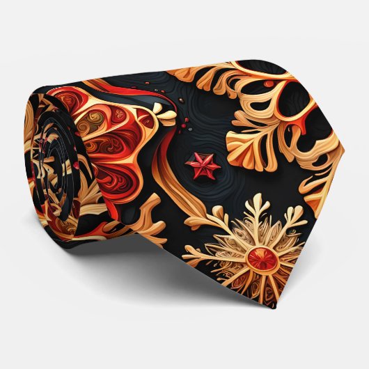 Golden Snowflakes Elegant Winter feestdagen Design Stropdas (Opgerold)
