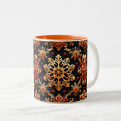 Golden Snowflakes Elegant Winter holidays Design Tweekleurige Koffiemok (Voorkant rechts)