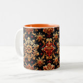 Golden Snowflakes Elegant Winter holidays Design Tweekleurige Koffiemok (Voorkant links)