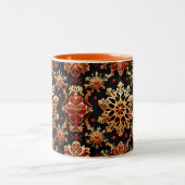 Golden Snowflakes Elegant  Winter holidays Design  Tweekleurige Koffiemok (Center)