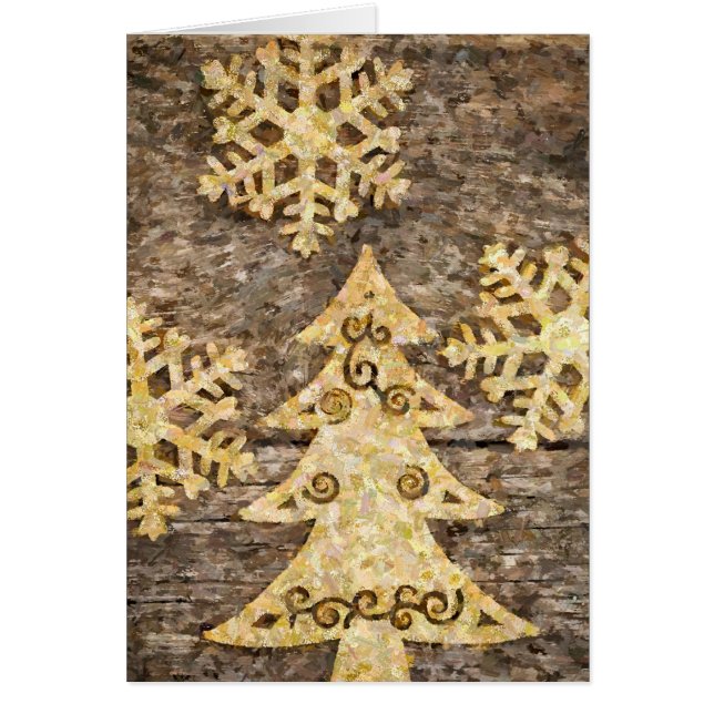 Golden Snowflakes en kerstbomen (Voorkant)
