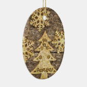 Golden Snowflakes en kerstbomen Keramisch Ornament (Rechts)