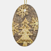 Golden Snowflakes en kerstbomen Keramisch Ornament (Links)