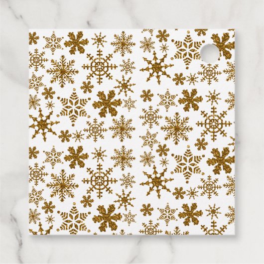 Golden Snowflakes feestelijke kerstbruiloft Bedankjes Labels (Achterkant)