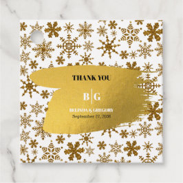 Golden Snowflakes feestelijke kerstbruiloft Bedankjes Labels