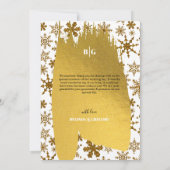 Golden Snowflakes feestelijke kerstbruiloft Bedankkaart (Achterkant)