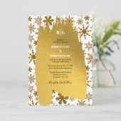 Golden Snowflakes feestelijke kerstbruiloft Kaart (Staand voorkant)
