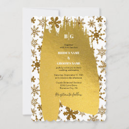 Golden Snowflakes feestelijke kerstbruiloft Kaart