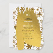 Golden Snowflakes feestelijke kerstbruiloft Kaart (Voorkant)