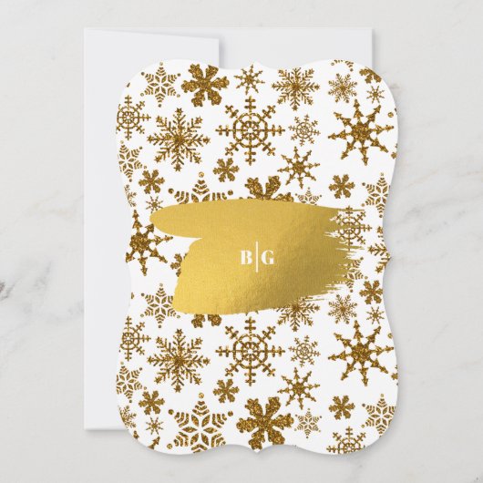 Golden Snowflakes feestelijke kerstbruiloft Kaart (Achterkant)