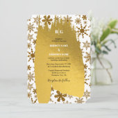 Golden Snowflakes feestelijke kerstbruiloft Kaart (Staand voorkant)