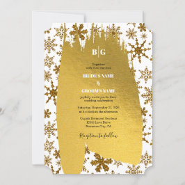 Golden Snowflakes feestelijke kerstbruiloft Kaart