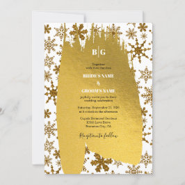 Golden Snowflakes feestelijke kerstbruiloft Kaart