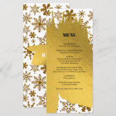 Golden Snowflakes feestelijke kerstbruiloft Menu (Voorkant / Achterkant)