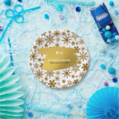 Golden Snowflakes feestelijke kerstbruiloft Papieren Bordje (Feest)