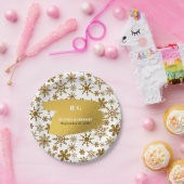 Golden Snowflakes feestelijke kerstbruiloft Papieren Bordje (Feest)