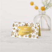 Golden Snowflakes feestelijke kerstbruiloft Plaatskaartje (Achterkant)