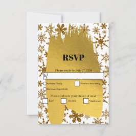 Golden Snowflakes feestelijke kerstbruiloft RSVP Kaartje