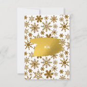 Golden Snowflakes feestelijke kerstbruiloft RSVP Kaartje (Achterkant)