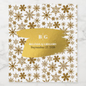 Golden Snowflakes feestelijke kerstbruiloft Wijn Etiket (Enkel label)