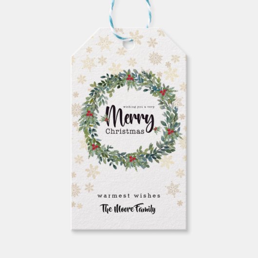 Golden Snowflakes Gift Label Cadeaulabel (Voorkant)