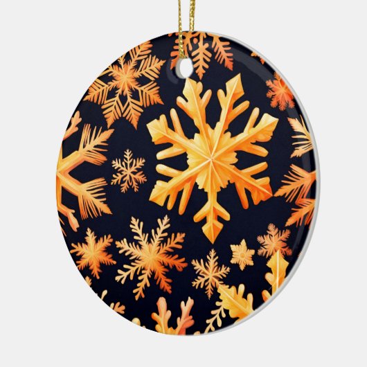 Golden Snowflakes Keramisch Ornament (Links)