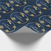 Golden Snowflakes Kerst Kaart, Vrolijk Kerstfeest Cadeaupapier (Hoek)