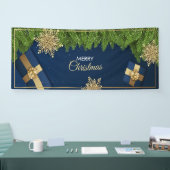Golden Snowflakes Kerst Kaart, Vrolijk Kerstfeest Spandoek (Beurs)