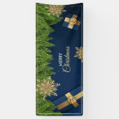 Golden Snowflakes Kerst Kaart, Vrolijk Kerstfeest Spandoek (Verticaal)