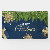 Golden Snowflakes Kerst Kaart, Vrolijk Kerstfeest Spandoek (Horizontaal)