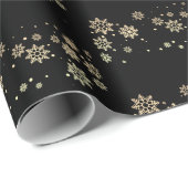 Golden Snowflakes - Kerst Schattige Cadeaupapier (Rol Hoek)
