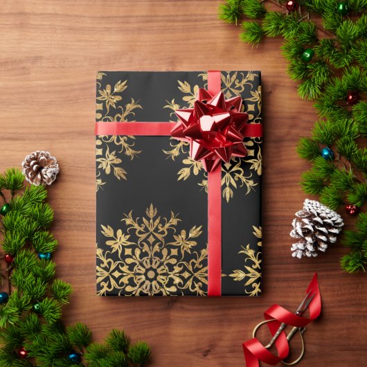 Golden Snowflakes - Kerst Schattige Cadeaupapier (Feestdagen Geschenken)