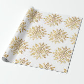 Golden Snowflakes - Kerst Schattige Cadeaupapier (Uitgerold)