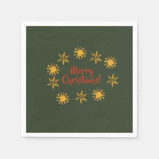 Golden Snowflakes kerst Servet (Voorkant)