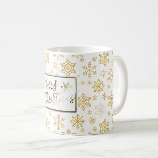 Golden Snowflakes kerstMok Koffiemok (Voorkant rechts)