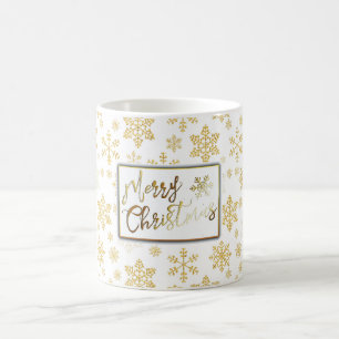 Golden Snowflakes kerstMok Koffiemok