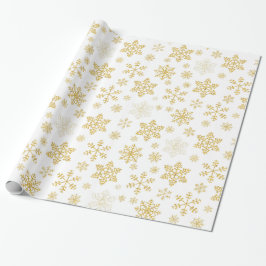 Golden Snowflakes kerstpapier Cadeaupapier