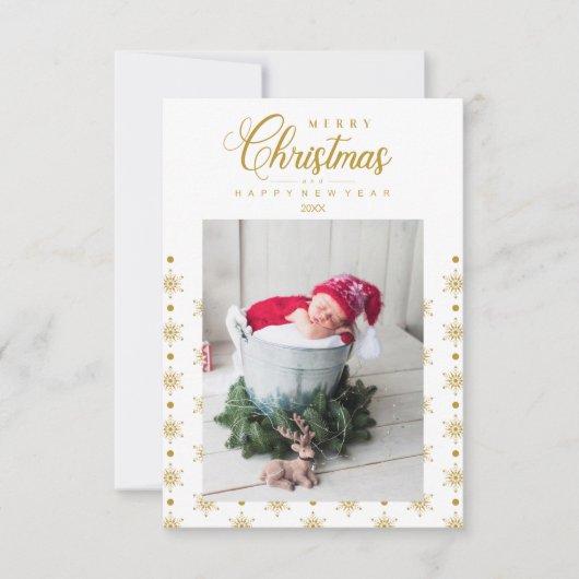 Golden Snowflakes Merry Christmas Photo Baby (Voorkant)