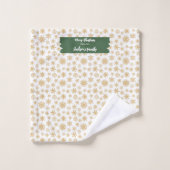 Golden Snowflakes Merry kerst op maat Bad Handdoek (Wasdoekje)