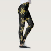 Golden Snowflakes met kerst in het groen op BLACK Leggings (Rechts)