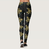 Golden Snowflakes met kerst in het groen op BLACK Leggings (Achterkant)