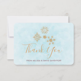 Golden Snowflakes op blauw, feestelijk Bedankkaart