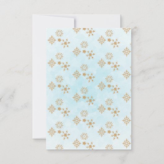 Golden Snowflakes op blauwe Festive RSVP (Achterkant)